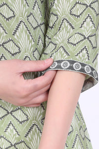 Green Printed Straight Modal Kurta