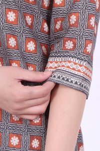 Brown Printed Straight Modal Kurta