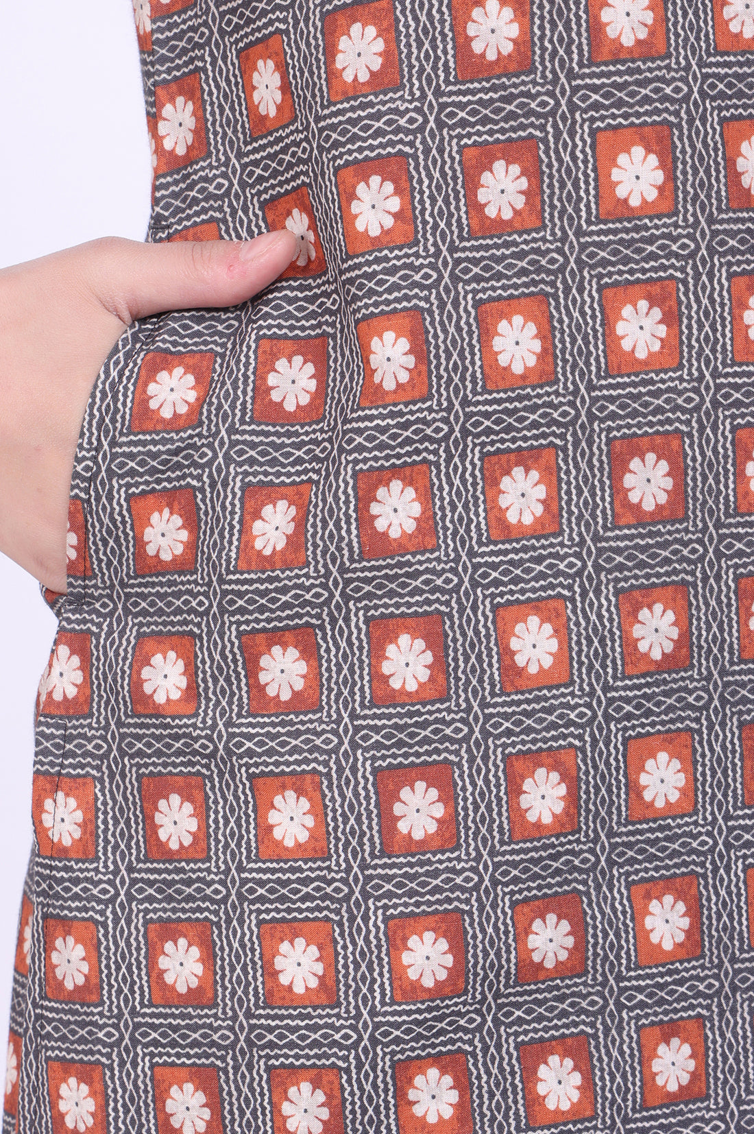 Brown Printed Straight Modal Kurta