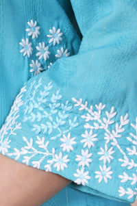 Blue Embroidered Straight Rayon Kurta