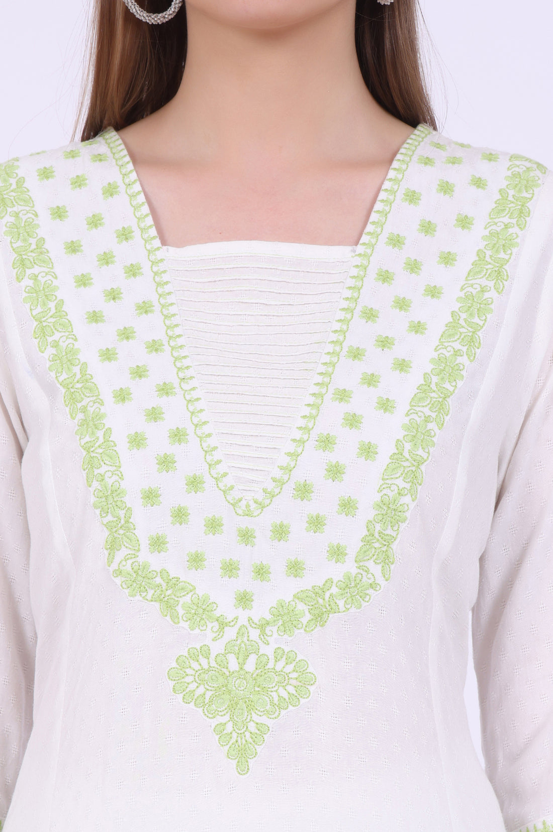 White Embroidered A-Line Kurta