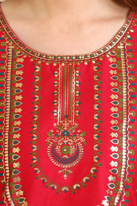 Virtual Pink Bold Floral Printed A-line Kurta