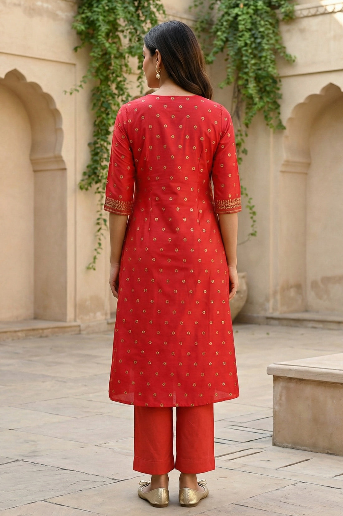 Virtual Pink Bold Floral Printed A-line Kurta