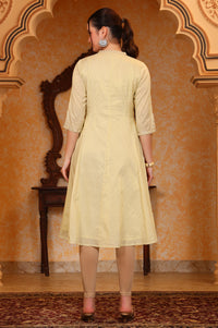 Yellow Yarn Dyed Chanderi Lurex Anarkali Kurta with Zari Embroidery