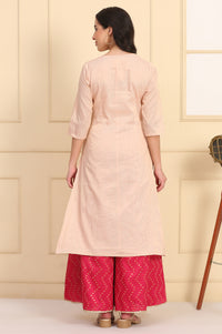 Pink Bead Embellished Chanderi Lurex Straight Kurta