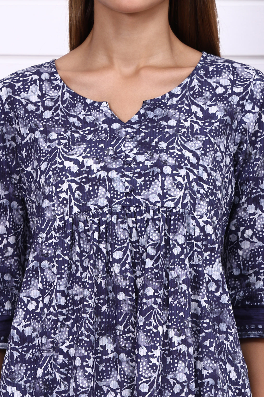 Blue Batik Printed Casual Flared Kurta