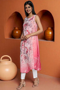 Shell Pink Digital Printed Georgette Circular Kurta