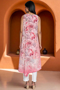 Shell Pink Digital Printed Georgette Circular Kurta