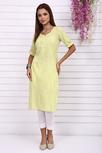 Lime Green Yarn Dyed Straight Kurta