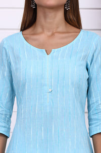 Blue Yarn Dyed Straight Kurta