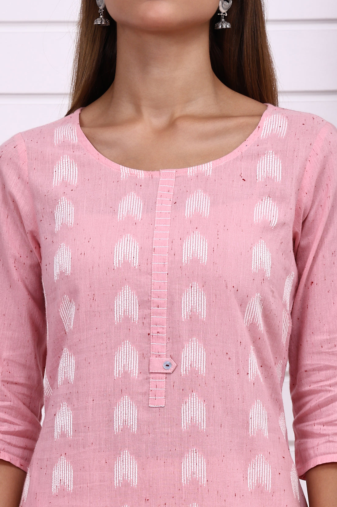 Pink Geometric Printed Rayon Straight Kurta