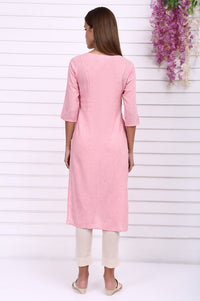 Pink Geometric Printed Rayon Straight Kurta