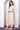 Cream Checker Rayon A-line Kurta with Lace in V neckline and sleeves hem