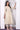Cream Checker Rayon A-line Kurta with Lace in V neckline and sleeves hem