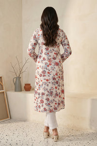 Off-White Floral Printed Straight Kurta