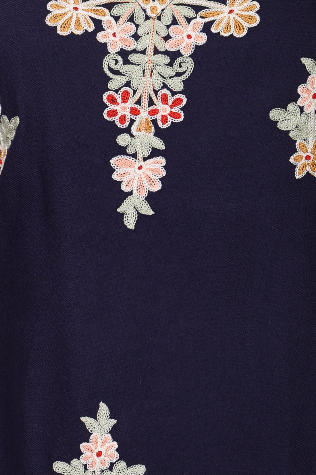Navy Blue Embroidered Acrylic Straight Winter Kurta