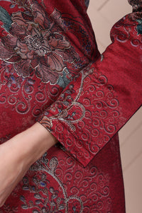 Red Straight Jacquard Kurta