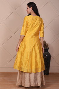 Yellow Embroidered Flared Kurta