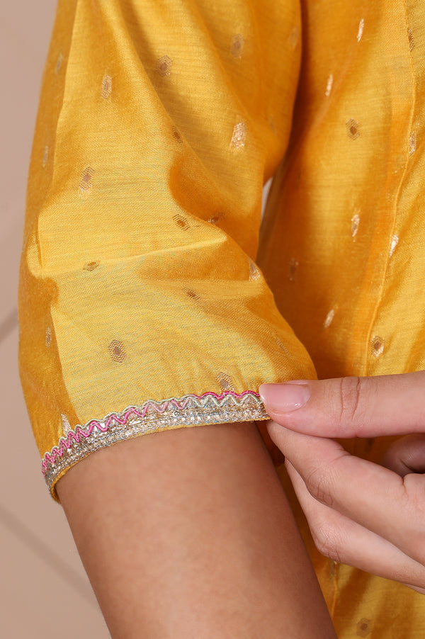 Yellow Embroidered Flared Kurta