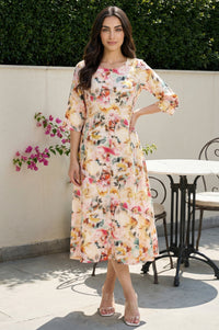 Multicolor Floral Printed A-line Dress