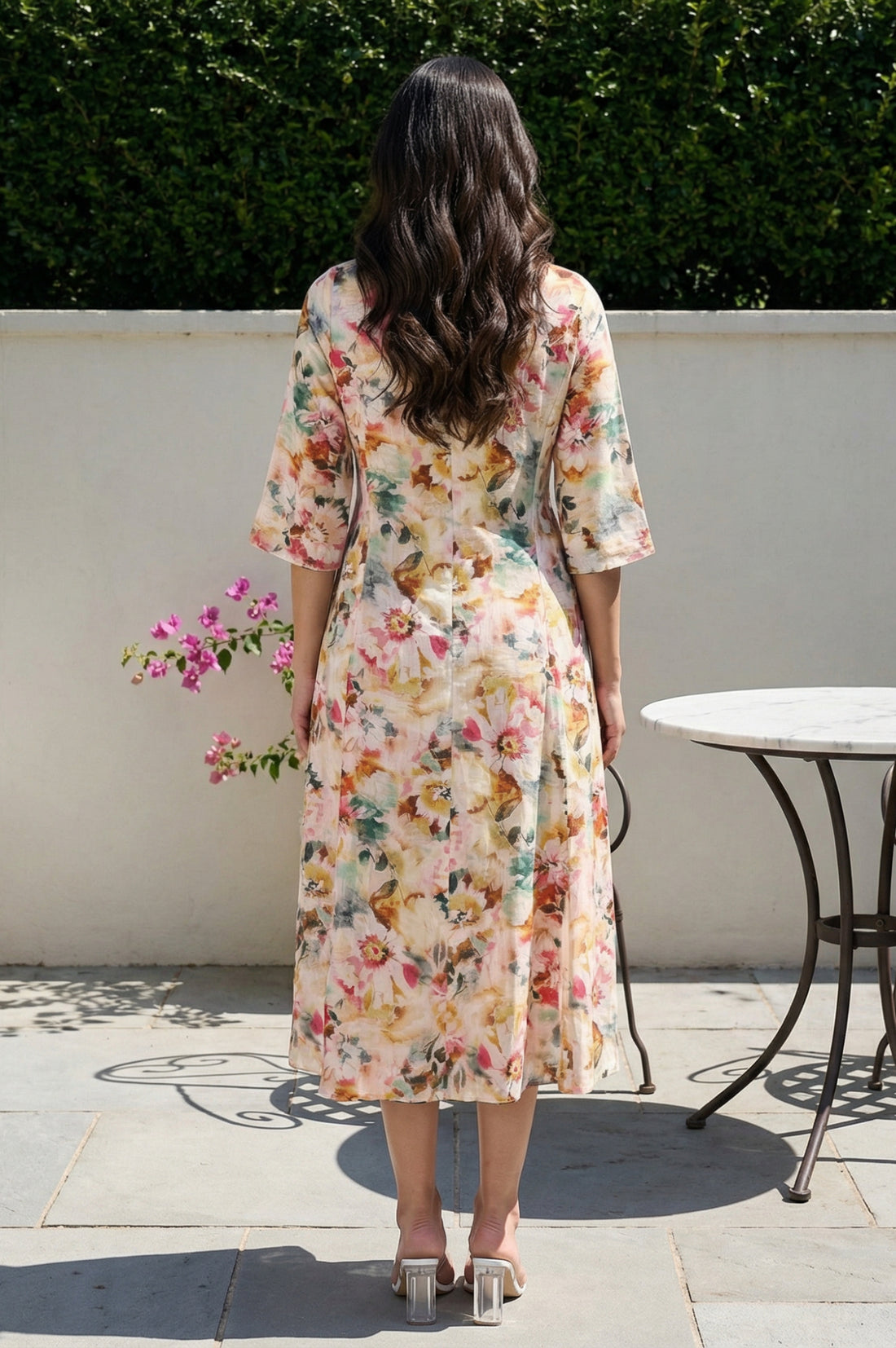 Multicolor Floral Printed A-line Dress
