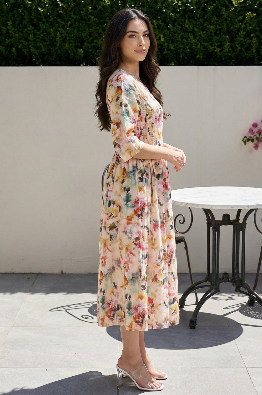 Multicolor Floral Printed A-line Dress