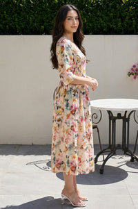 Multicolor Floral Printed A-line Dress