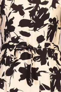 Beige Floral Printed Flared Western Dress