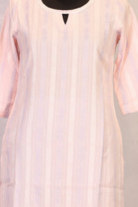 Peach Striped Yarn Dyed Dobby Straight Kurta