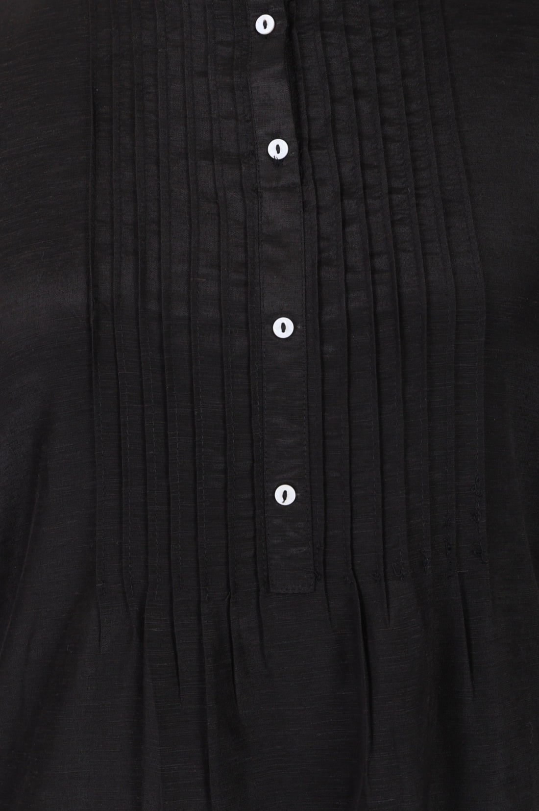 Black Solid Lyocell Linen Blend Straight Kurta