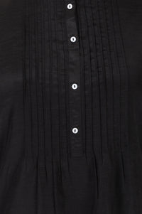 Black Solid Lyocell Linen Blend Straight Kurta