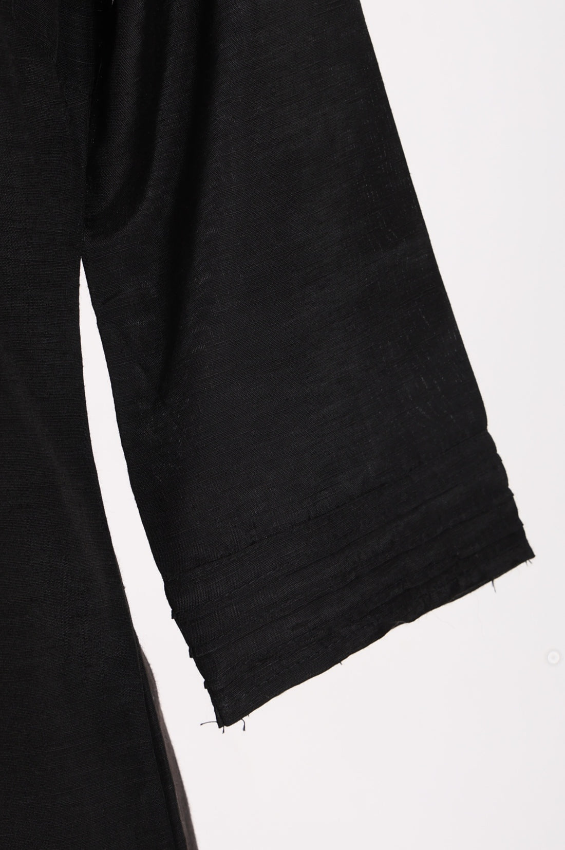 Black Solid Lyocell Linen Blend Straight Kurta