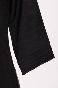 Black Solid Lyocell Linen Blend Straight Kurta