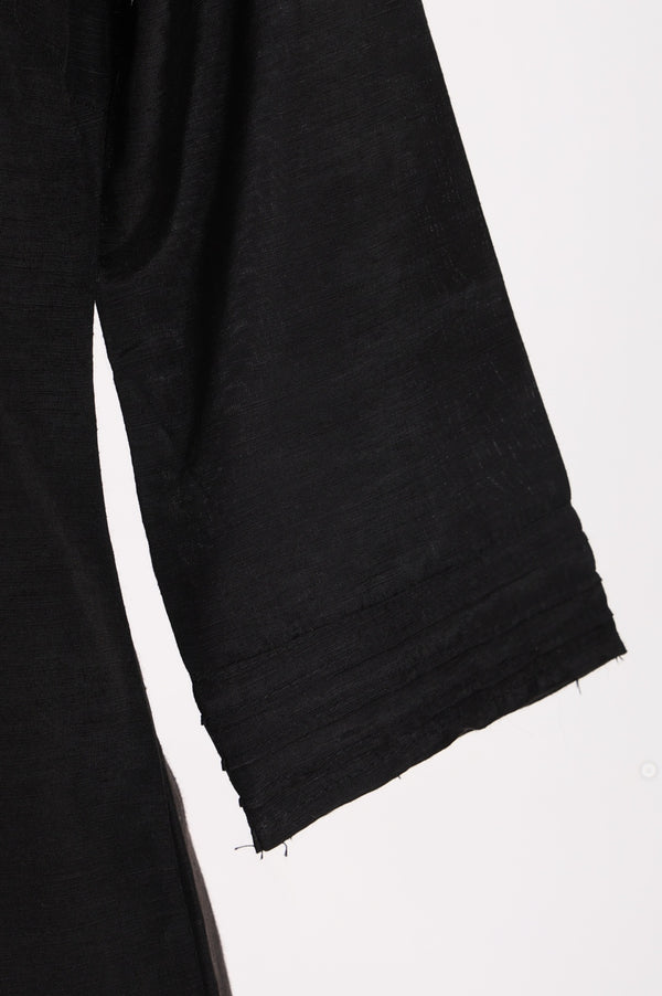 Black Solid Lyocell Linen Blend Straight Kurta