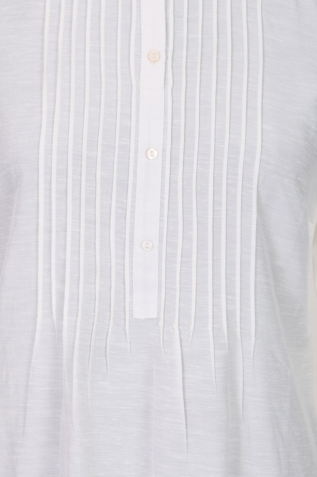 White Solid Lyocell Linen Blend Straight Kurta