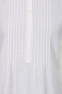 White Solid Lyocell Linen Blend Straight Kurta