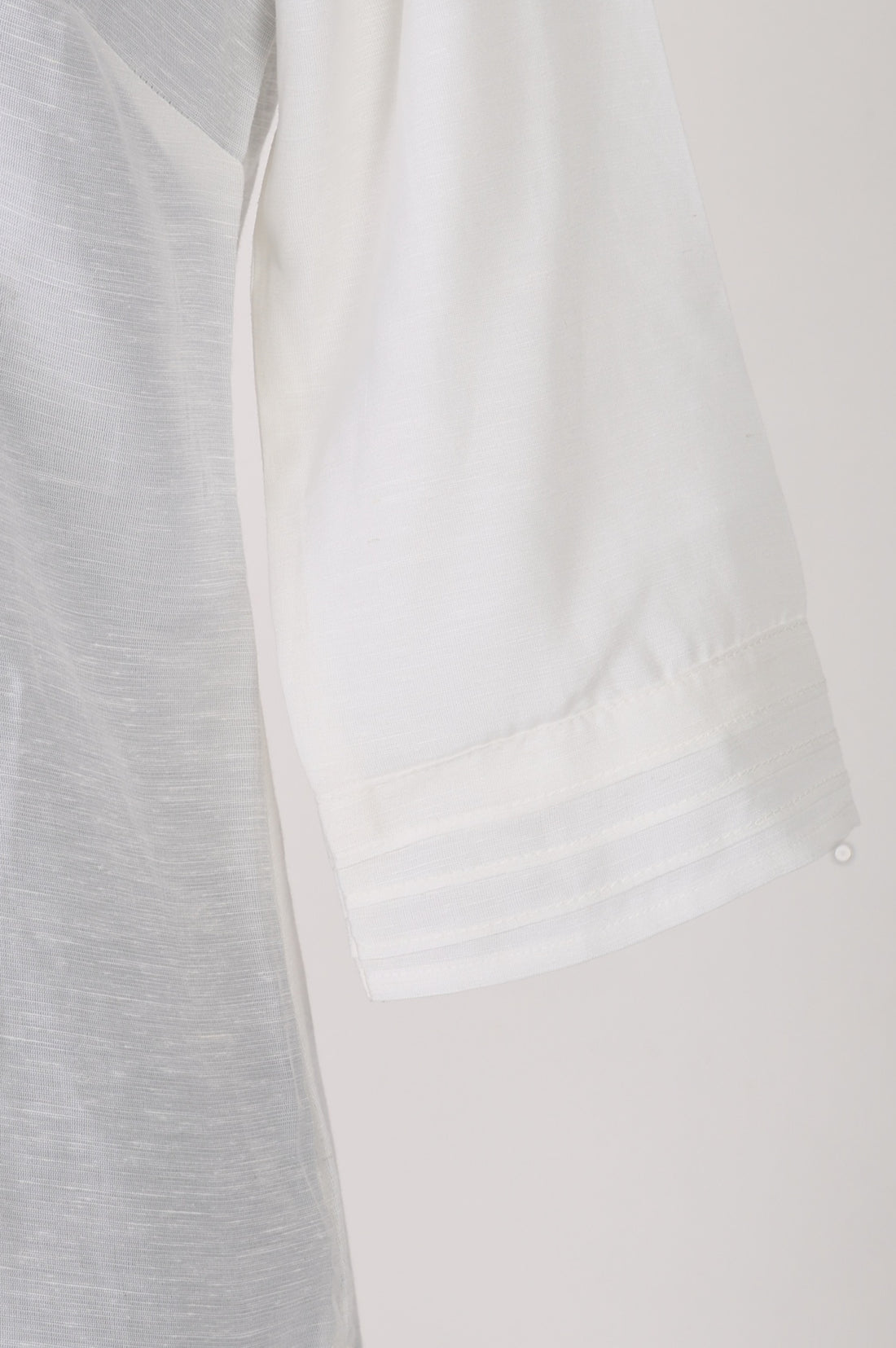 White Solid Lyocell Linen Blend Straight Kurta