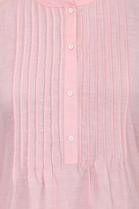 Pastel Pink Solid Lyocell Linen Blend Straight Kurta