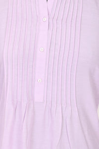 Lavender Solid Lyocell Linen Blend Straight Kurta