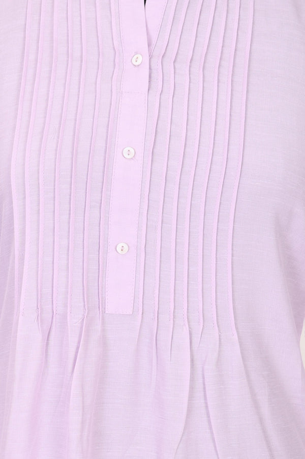 Lavender Solid Lyocell Linen Blend Straight Kurta