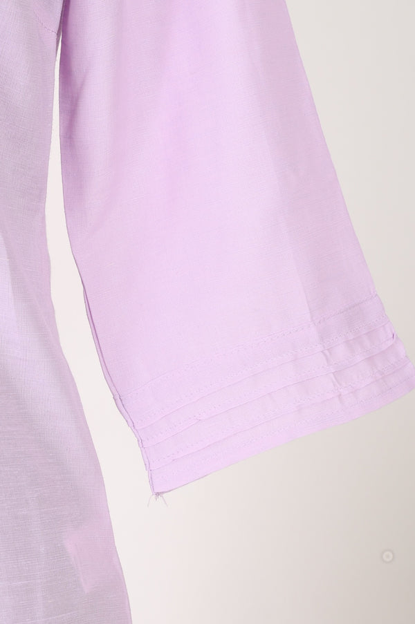 Lavender Solid Lyocell Linen Blend Straight Kurta