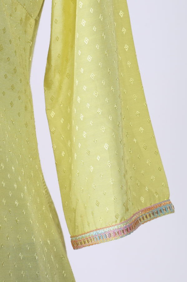 Yellow Thread Embroidered Shantung Straight Kurta