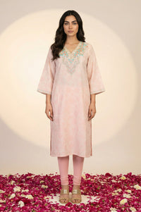 Pink Thread Embroidered Straight Kurta