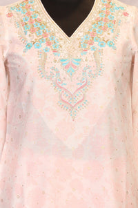 Pink Thread Embroidered Straight Kurta