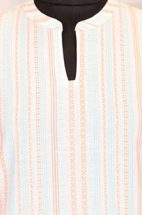 Off White Striped Pure Cotton Straight Kurta