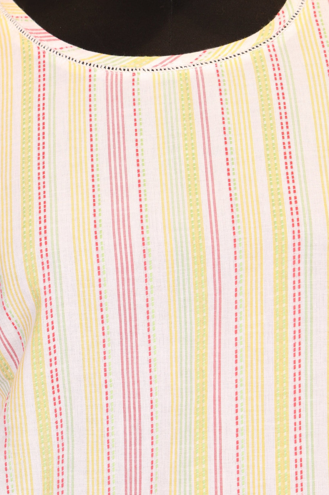 Multicolor Striped Thread Work Pure Cotton Straight Kurta