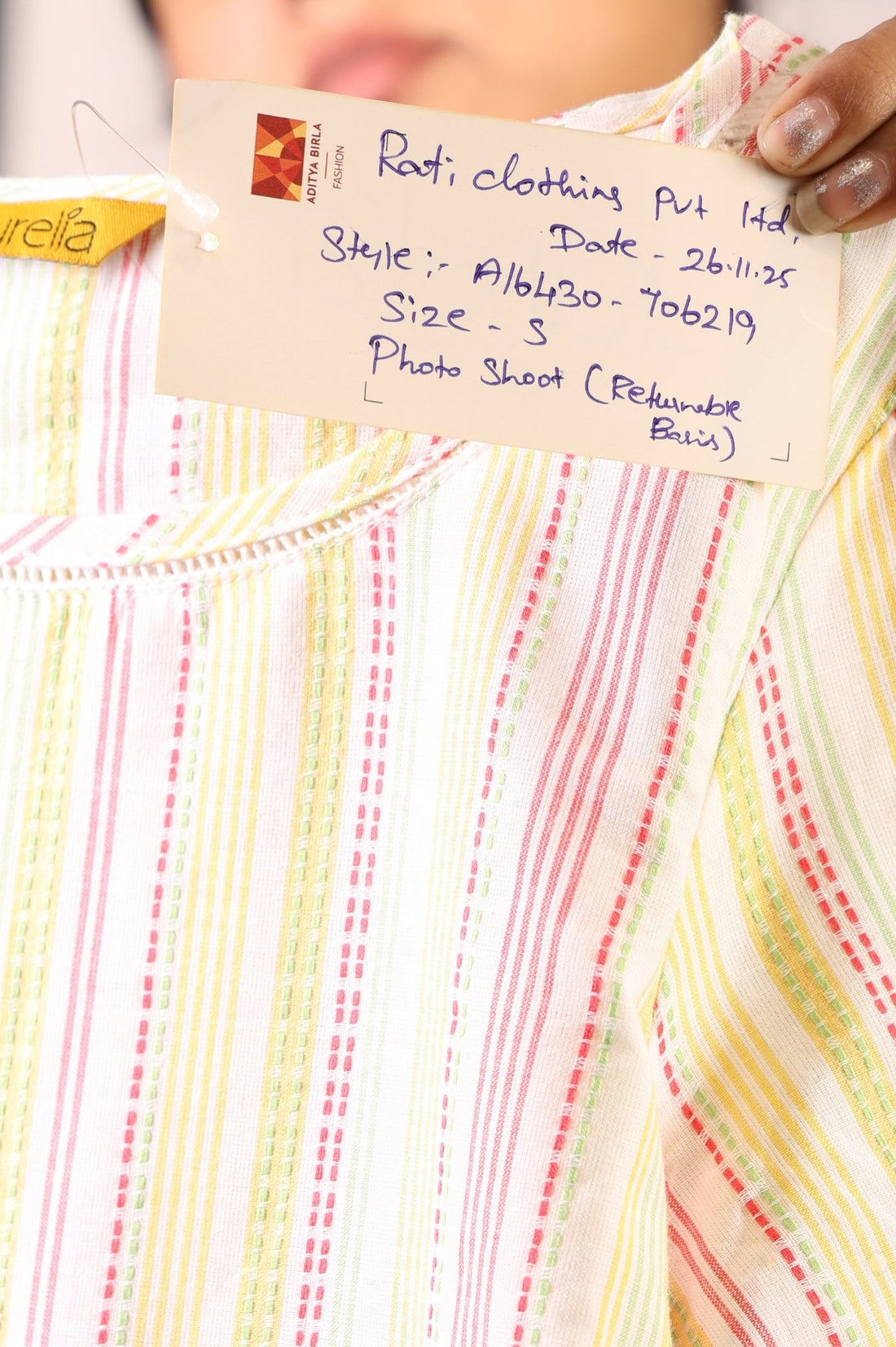 Multicolor Striped Thread Work Pure Cotton Straight Kurta