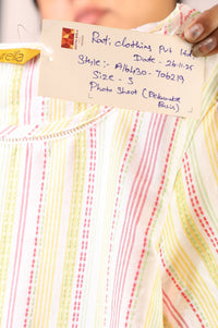 Multicolor Striped Thread Work Pure Cotton Straight Kurta