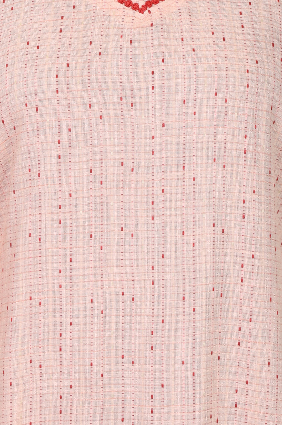 Peach Yarn Dyed Textured Rayon Straight Kurta