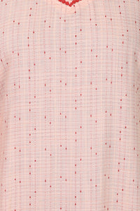 Peach Yarn Dyed Textured Rayon Straight Kurta